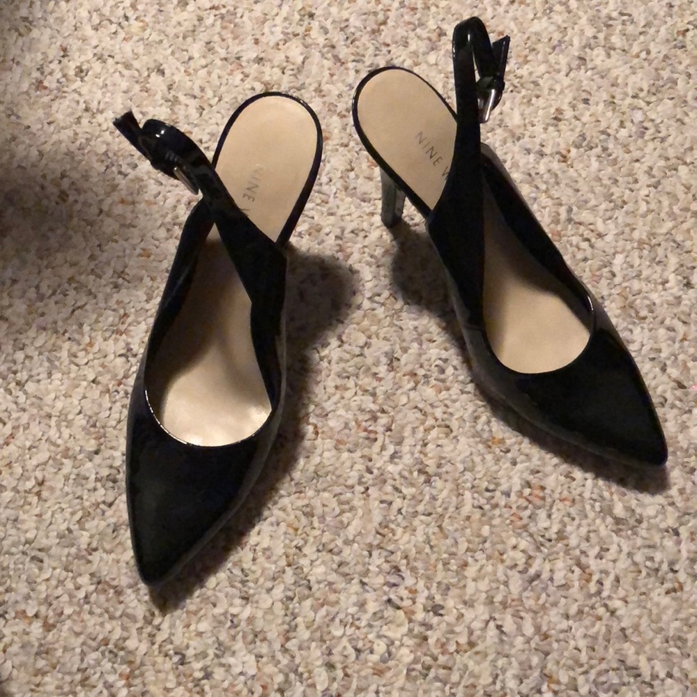 Nine West Black Sling Back Heels EUC Size 7.5